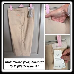NWT Chicos “Sand” (Tan) Bermuda Shorts sz 2 (equiv 12) inseam 12”